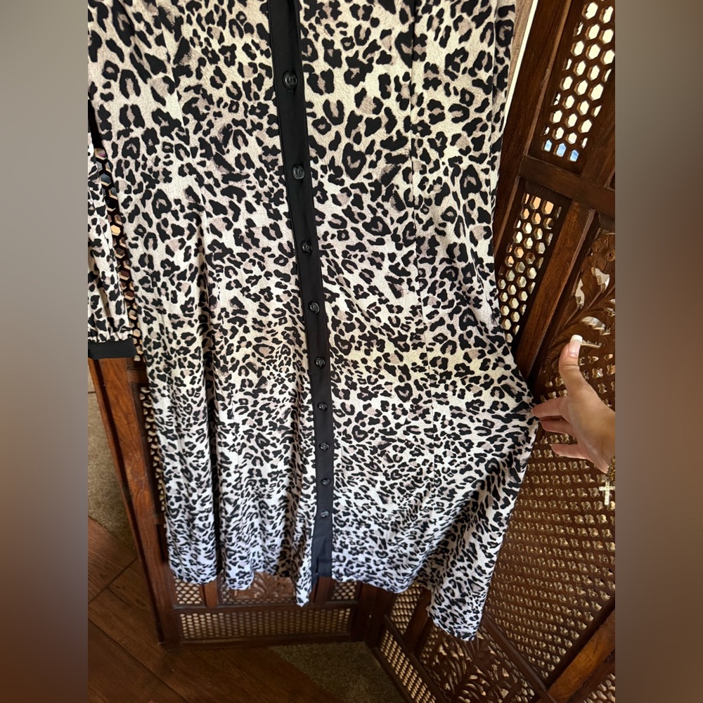 MSK Black and White Leopard-Print Button-Front Maxi Dress - Picture 5 of 8